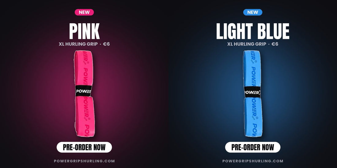 Pink and Light Blue XL hurling grips